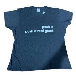 Posh It NEW Posh Merch Heathered Dark Blue Graphic Women's T-Shirt, Plus Size 3X